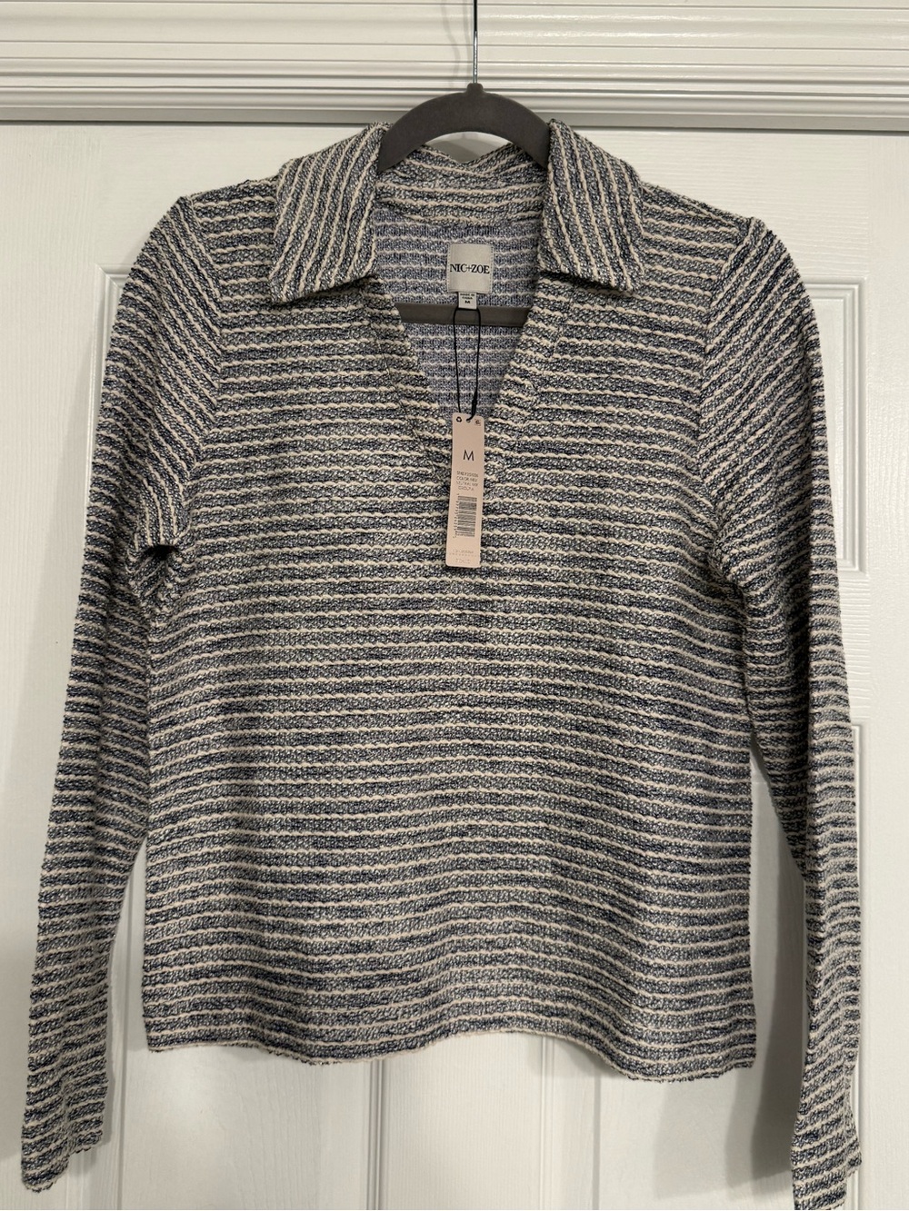 Nic + Zoe rope Shimmer polo Top